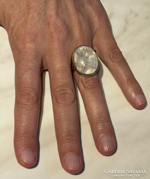 Gyönyörűen színjátszó hatalmas Köves 10.2 gramm 52-es ezüst gyűrű