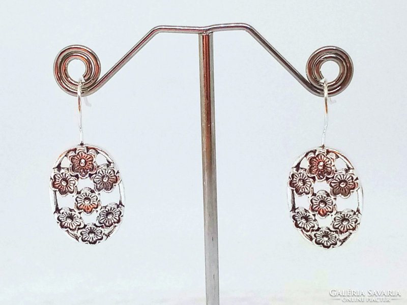 Filigree oval floral silver-plated earrings 49