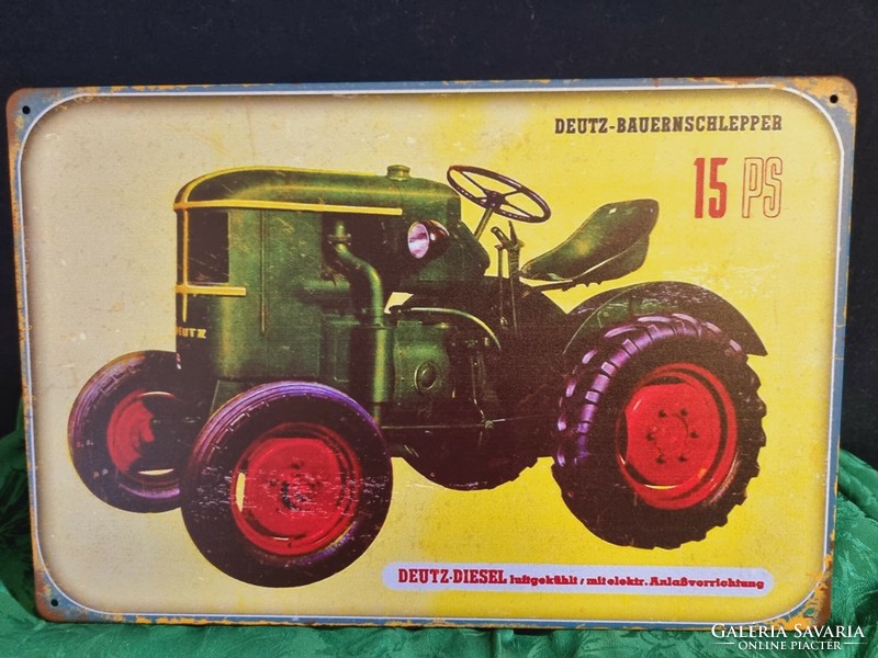 Traktor - Deurz-Bauernschlepper 15 psdekorációs  Vintage fém tábla ÚJ! (5)