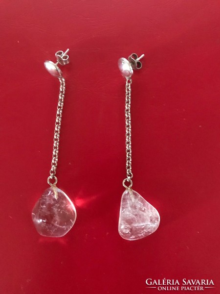 Particularly beautiful, custom-made, new, silver/ 925/ earrings. Length: 7 cm with rock crystal.