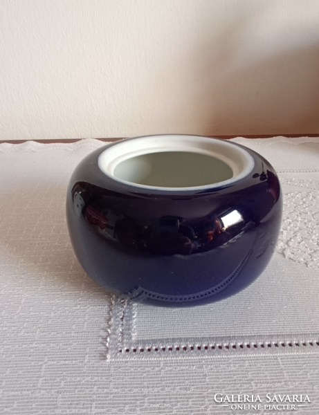 Sugar bowl, Hóllóháza, lid missing, cobalt blue. 12 X 7 cm