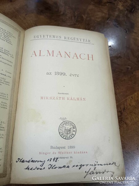 Almanach az 1899. évre, Mikszáth Kálmán (szerk.) Singer és Wolfner,