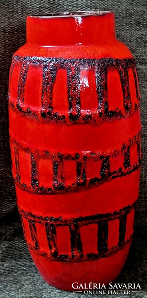 Vintage láva vörös nagyméretű kerámia váza jelzett