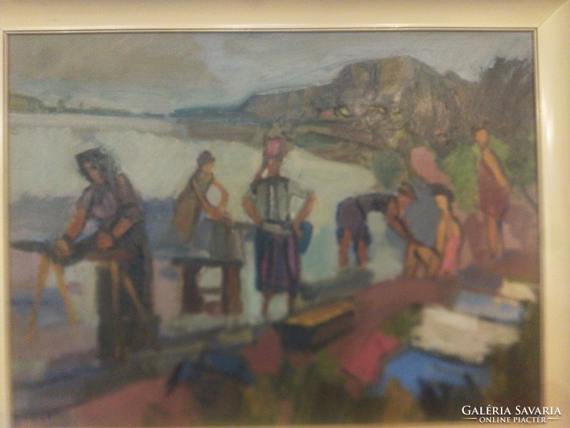 Doór Ferenc (1918-2015) Mosó nők a Duna parton
