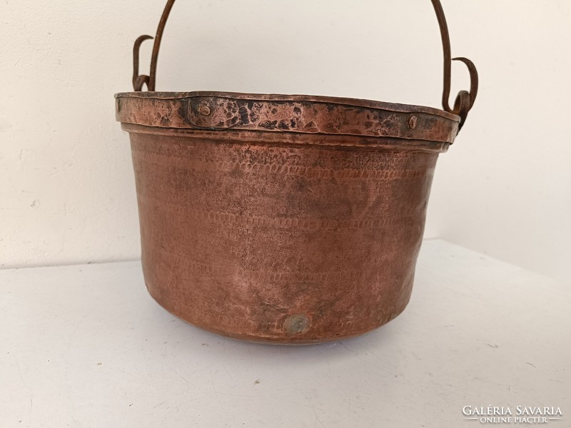 Antique kitchen tool red copper kettle pot with iron handle 923 8618