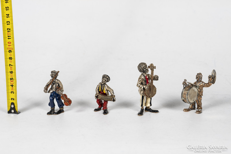 Ezüst miniatűr zenélő bohóc - harmonikával