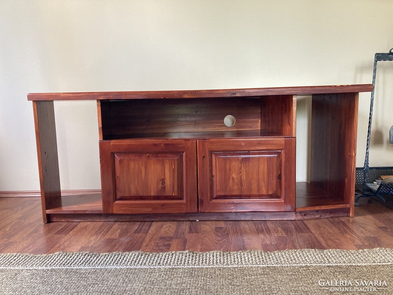 Solid pine corner TV cabinet mahogany