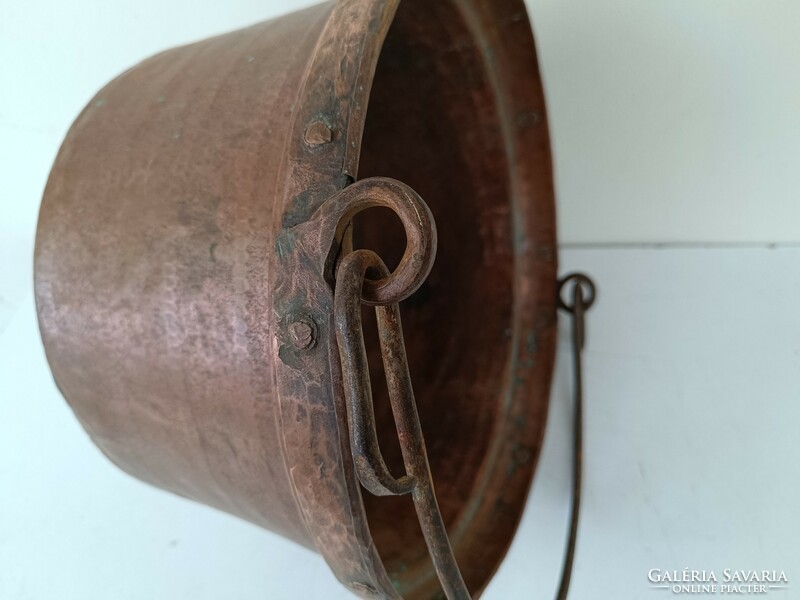 Antique kitchen tool red copper kettle pot with iron handle 923 8618