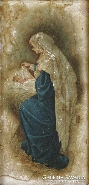 1Q799 Kis Jézus álmát örző Mária szentkép arany keretben
