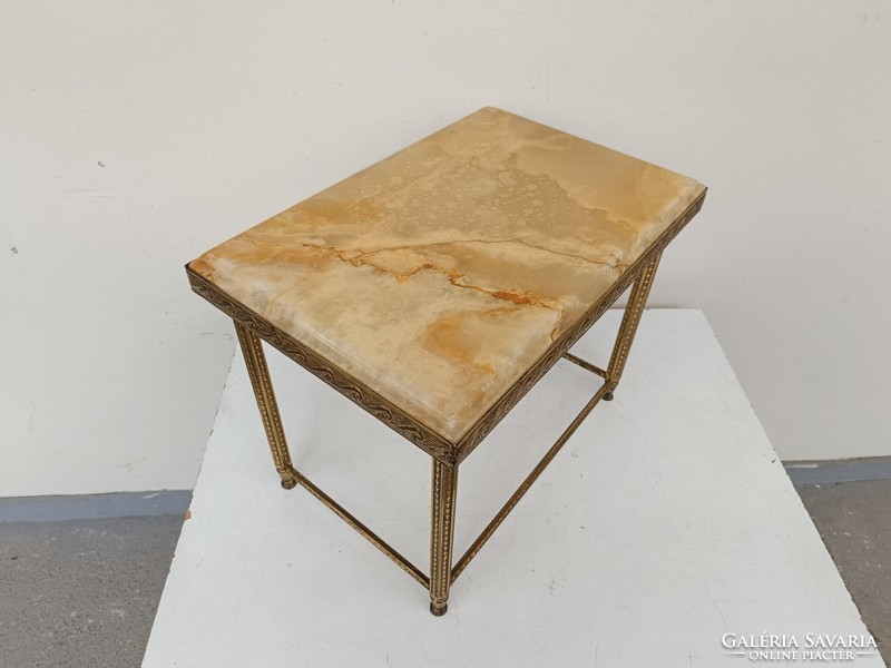 Antique patinated onyx flat small table with copper legs 743 8534