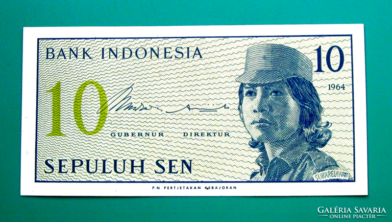 Indonézia -10 Sen - 1964 - UNC Bankjegy