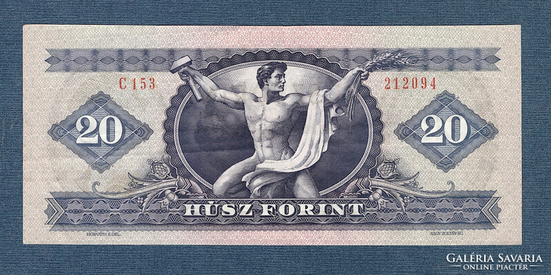 20 Forint 1975 Ropogós VF+ a Hatodik Kádár címeres huszas