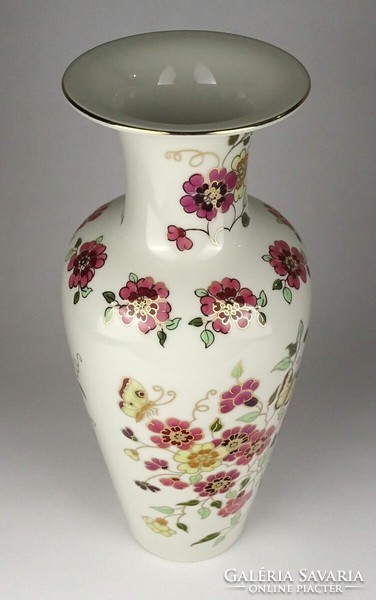 1Q849 Nagyméretű vajszínű pillangó mintás Zsolnay porcelán váza 34 cm