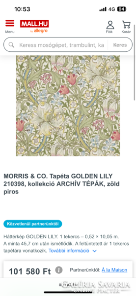 Csodás színvilágú William Morris “Golden Lily” díszpárnahuzat 48*48 cm