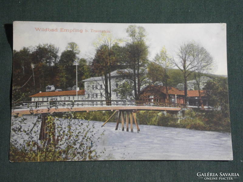 Képeslap,Postcard,,Germany,Wildbad Empfing, Flusspartie mit Brücke, 1908