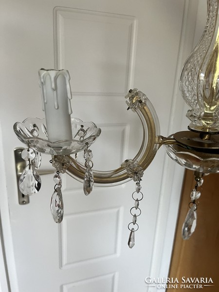 3-arm small Maria Theresia-style crystal chandelier in mint condition