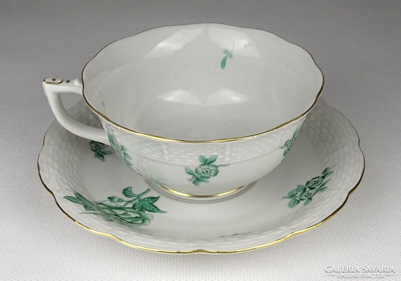 1Q344 Régi zöld Eton mintás Herendi porcelán teáscsésze