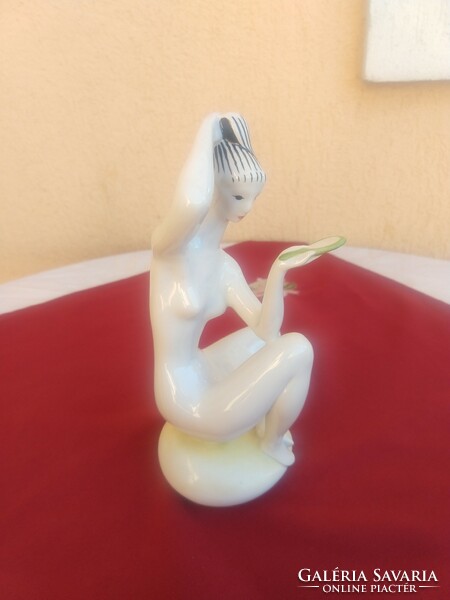 Zsolnay woman with mirror,,.. Woman with gourd,, 24 cm,, flawless,, reduced price!..