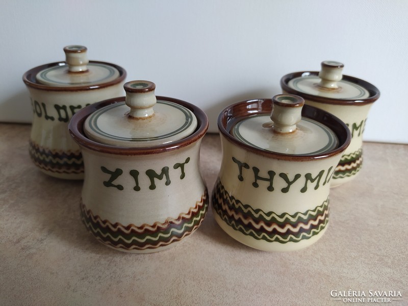 Handmade ceramic spice holder set (4 pcs) in natural colors