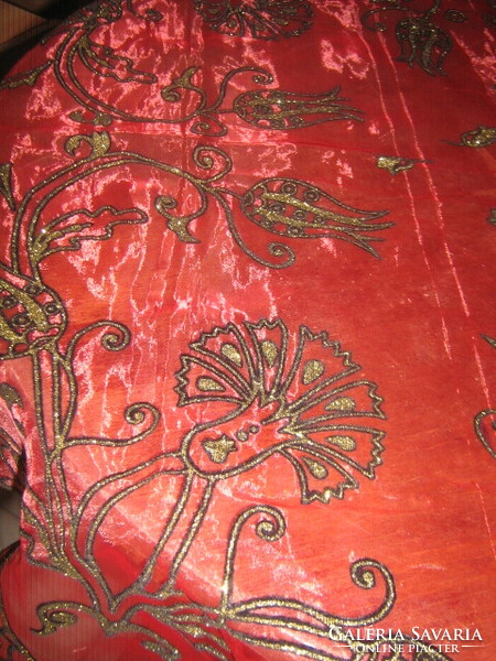 Beautiful vintage gold floral patterned organza tablecloth