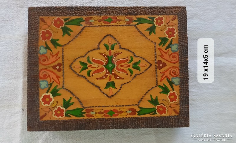 Painted and carved wooden box