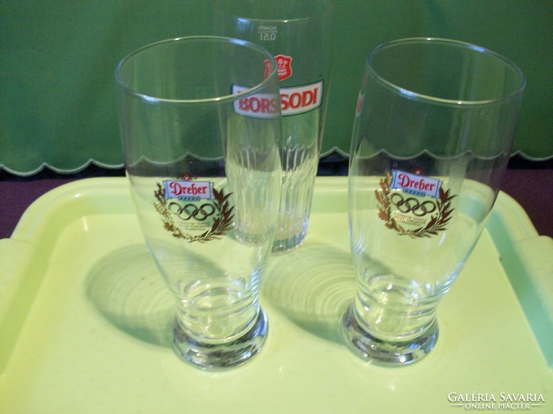 Dreher and Borsodi: 3 pcs. Beer glass 0.5 dl