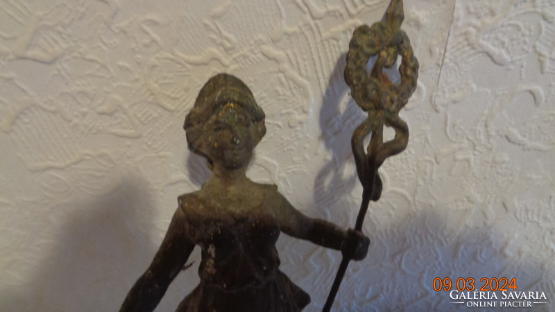 Female metal figure, anno... It was the top decoration of a watch, 15 cm