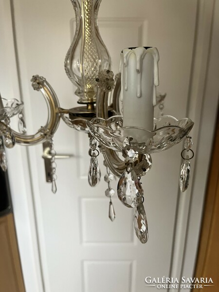 3-arm small Maria Theresia-style crystal chandelier in mint condition