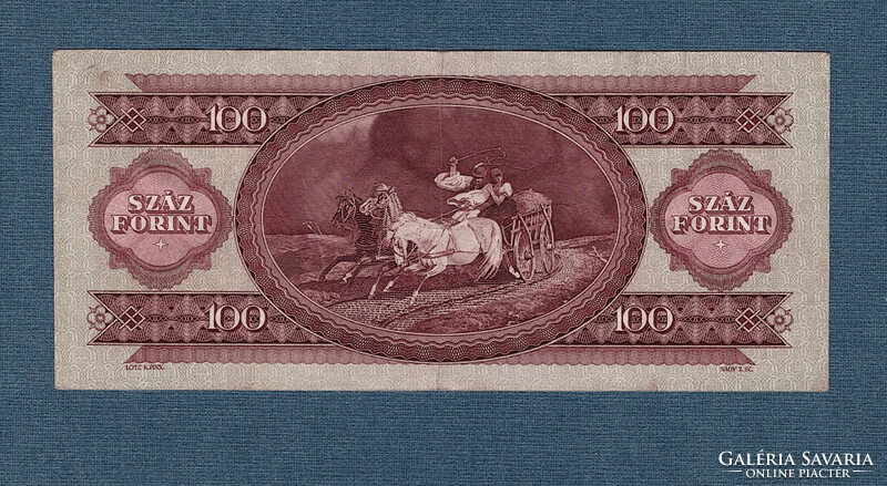 100 Forint 1957 az első Kádár címeres "Piros százas"