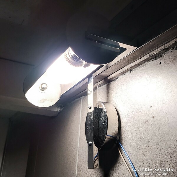 Bauhaus - pair of art deco nickel-plated, adjustable beam wall tube lamps renovated