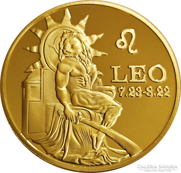 Gold-plated horoscope medal - Leo