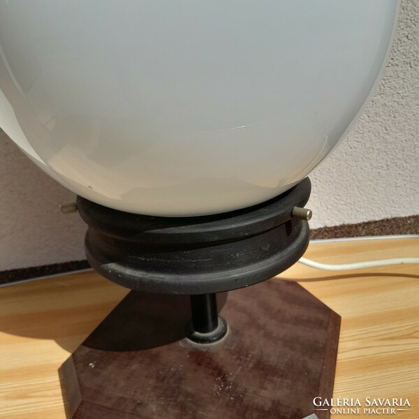 Hatalmas Bauhaus - Art Deco Asztali Lámpa - Fehér Tejüveg Gömb Búrával