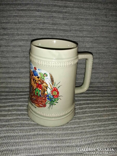 German ceramic beer mug with harvest image (a12)