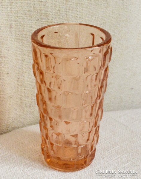 Régi váza , öntött üveg , lengyel , Bogdan Kupczyk 70-es évek 9,4 x 17,5 cm