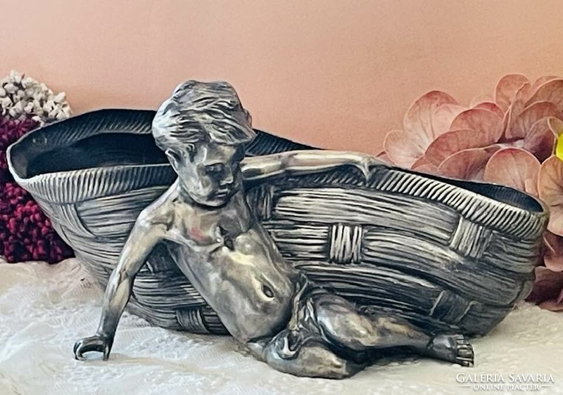 Kayserzinn Art Nouveau figural silver-plated centerpiece