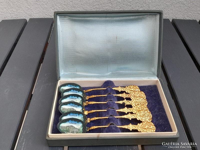Beautiful fire enamel spoons in a box
