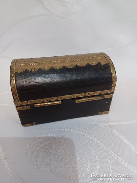 Wooden jewelry box with copper decoration