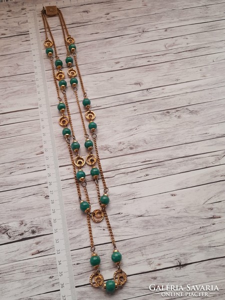 Retro necklace, green-gold color