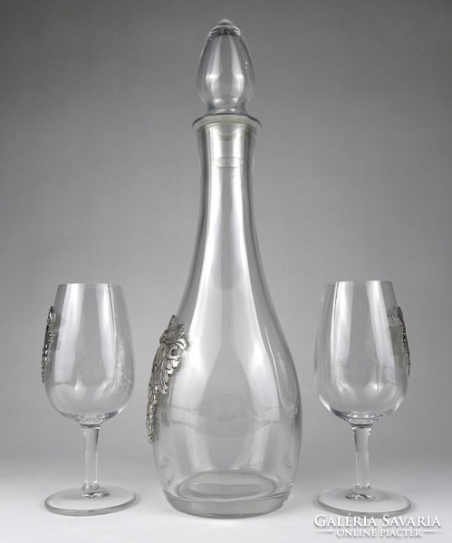 1Q876 Nagyméretű boros üveg dugóval 2 darab pohárral pároknak