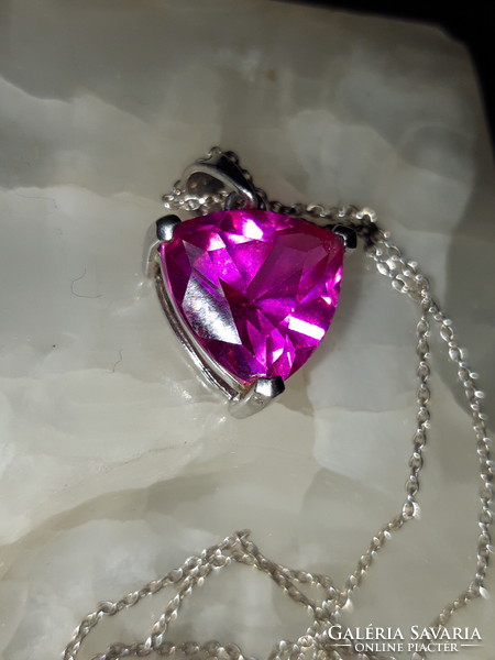Pink sapphire necklace - silver jewelry