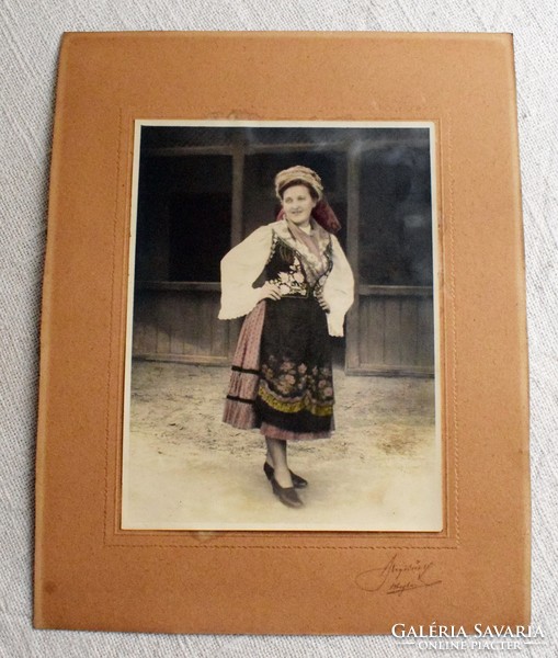 Antique photo, folk costume balaton boglár 18 x 24 cm