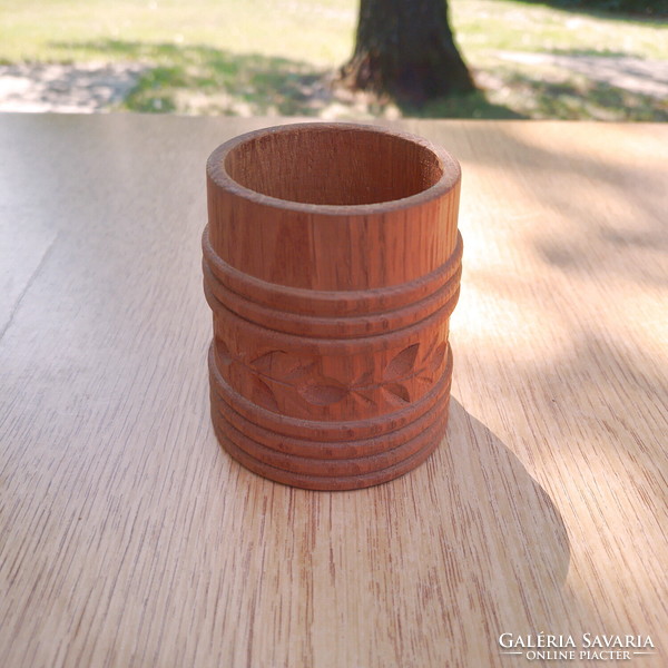 Carved wooden storage, centerpiece, vase, pen holder ...