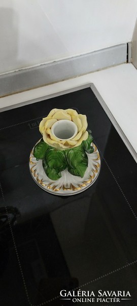 Herendi  porcelán rózsa gyertyatartó