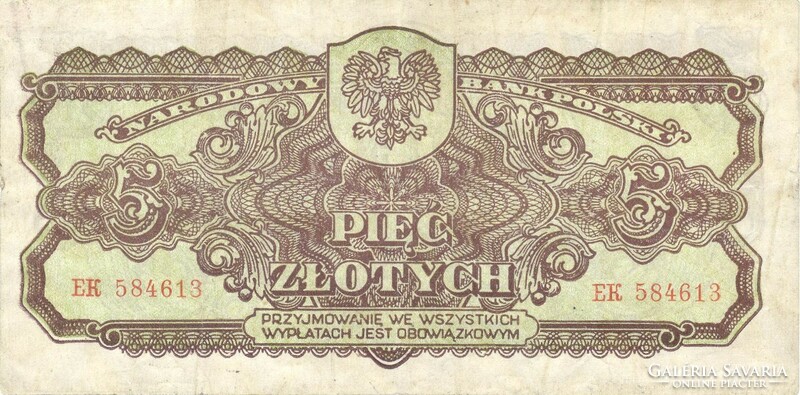 5 Zloty zlotych 1944 Poland vh.