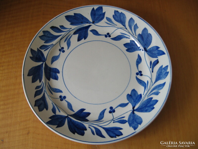 Antik kék levél füzéres angol kerámia tányér kakasos szignóval