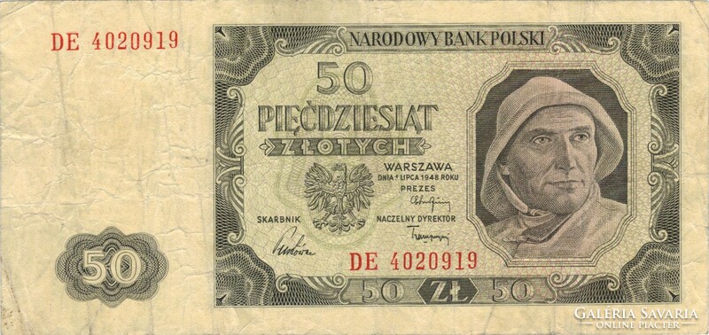 50 zloty zlotych 1948 Lengyelország 1.