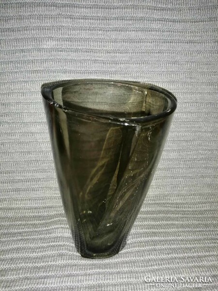 Retro smoke colored glass vase (a12)