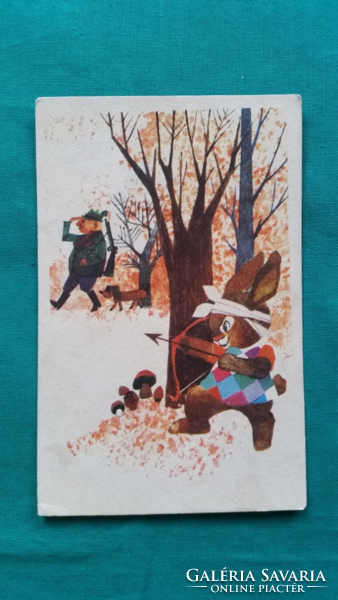 Régi húsvéti képeslap - rajz: Tomaska Irén, futott