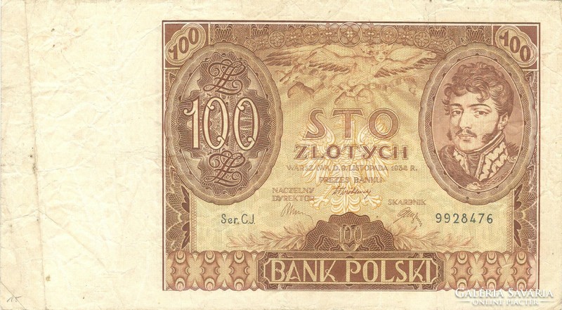 100 zloty zlotych 1934 Lengyelország 1.