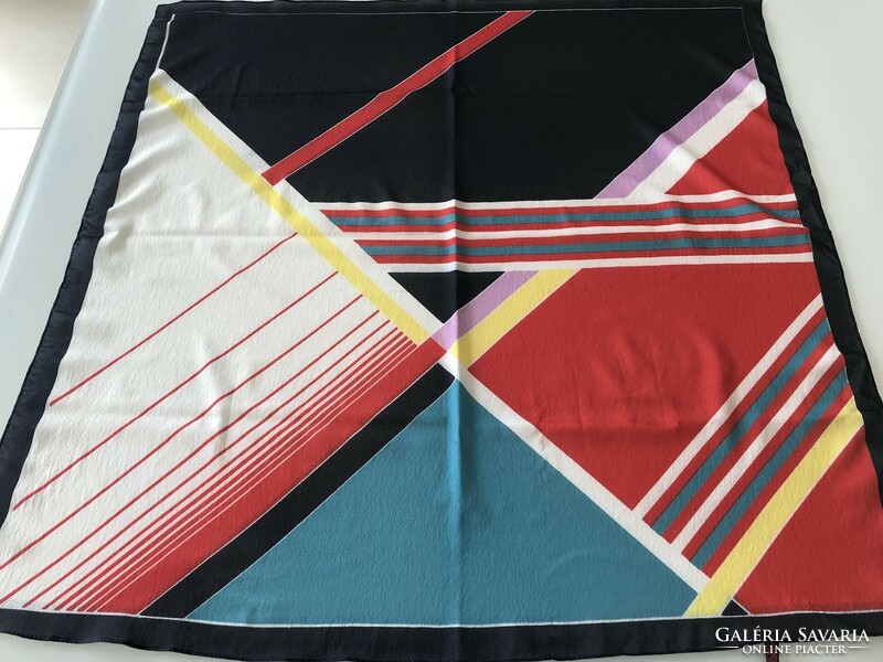 Vintage Italian scarf with colorful, abstract pattern, 77 x 76 cm